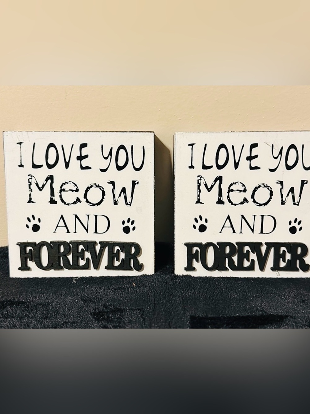 I Love You Meow and Forever Wood Table/Shelf
Decor